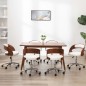 vidaXL Sillas de comedor giratorias 6 uds madera curvada cuero blanco