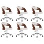 vidaXL Sillas de comedor giratorias 6 uds madera curvada cuero blanco