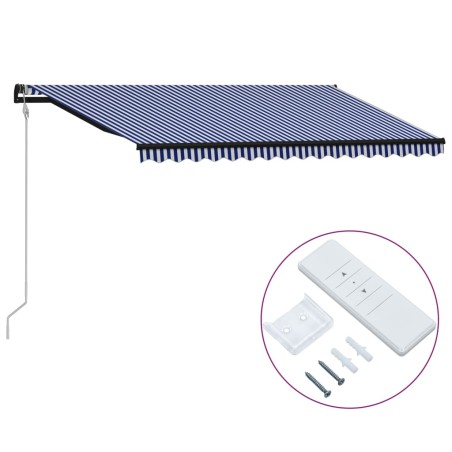 vidaXL Toldo automático retráctil azul y blanco 450x300 cm