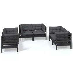vidaXL Muebles de jardín 6 piezas con cojines de madera de pino maciza