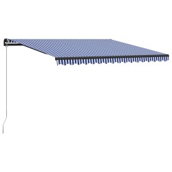   vidaXL Toldo manual retráctil con LED azul y blanco 450x300 cm