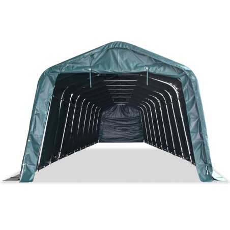 vidaXL Carpa para ganado desmontable PVC verde oscuro 550g/m² 3,3x16 m