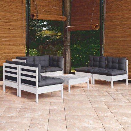 vidaXL Muebles de jardín 7 pzas con cojines madera maciza de pino