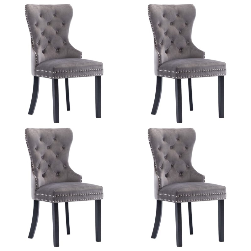 vidaXL Sillas de comedor 4 unidades terciopelo gris