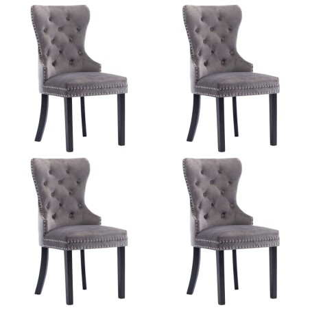 vidaXL Sillas de comedor 4 unidades terciopelo gris