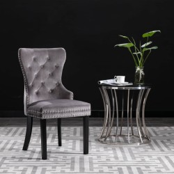 vidaXL Sillas de comedor 4 unidades terciopelo gris