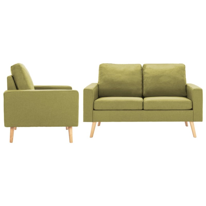 vidaXL Juego de sofás 2 piezas de tela verde vidaXL Juego de sofás 2 piezas de tela verde