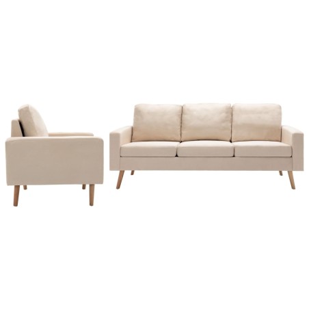 vidaXL Conjunto de sofás 2 piezas de tela color crema