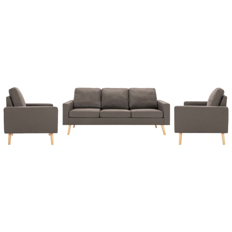 vidaXL Juego de sofás 3 piezas de tela gris taupe vidaXL Juego de sofás 3 piezas de tela gris taupe