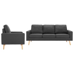 vidaXL Juego de sofás de 2 piezas de tela gris oscuro