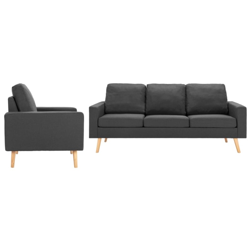 vidaXL Juego de sofás de 2 piezas de tela gris oscuro vidaXL Juego de sofás de 2 piezas de tela gris oscuro