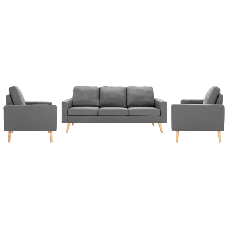 vidaXL Conjunto de sofás de 3 piezas tela gris claro vidaXL Conjunto de sofás de 3 piezas tela gris claro