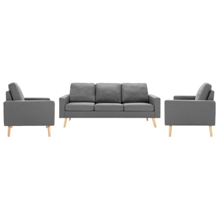 vidaXL Conjunto de sofás de 3 piezas tela gris claro