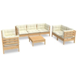 vidaXL Muebles de jardín 8 piezas cojines madera maciza  de pino