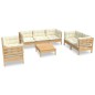 vidaXL Muebles de jardín 8 piezas cojines madera maciza  de pino