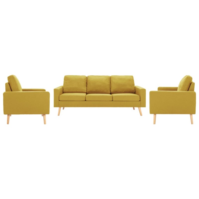 vidaXL Juego de sofás 3 piezas de tela amarillo vidaXL Juego de sofás 3 piezas de tela amarillo