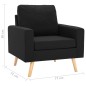 vidaXL Juego de sofás 2 piezas de tela negro vidaXL Juego de sofás 2 piezas de tela negro