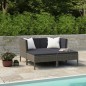 vidaXL Set de muebles de jardín 4 pzas y cojines ratán sintético gris vidaXL Set de muebles de jardín 4 pzas y cojines ratán sintético gris