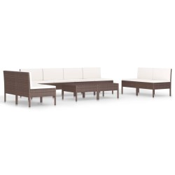 vidaXL Set muebles de jardín 10 piezas cojines ratán sintético marrón