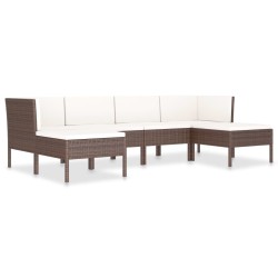 vidaXL Set muebles de jardín 6 piezas y cojines ratán sintético marrón