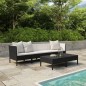 vidaXL Set de muebles de jardín 6 pzas y cojines ratán sintético negro vidaXL Set de muebles de jardín 6 pzas y cojines ratán sintético negro