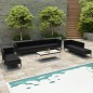 vidaXL Set de muebles de jardín 10 pzas cojines ratán sintético negro