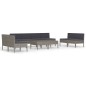 vidaXL Set de muebles de jardín 10 pzas y cojines ratán sintético gris vidaXL Set de muebles de jardín 10 pzas y cojines ratán sintético gris