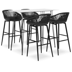 vidaXL Mesa alta y taburetes de bar 5 piezas blanco y negro