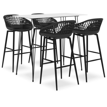 vidaXL Mesa alta y taburetes de bar 5 piezas blanco y negro