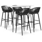 vidaXL Mesa alta y taburetes de bar 5 piezas blanco y negro