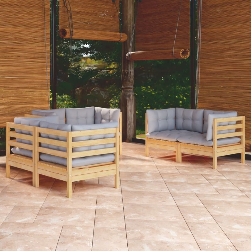 vidaXL Juego de muebles de jardín 6 pzas y cojines madera maciza pino vidaXL Juego de muebles de jardín 6 pzas y cojines madera maciza pino