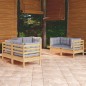 vidaXL Juego de muebles de jardín 6 pzas y cojines madera maciza pino vidaXL Juego de muebles de jardín 6 pzas y cojines madera maciza pino