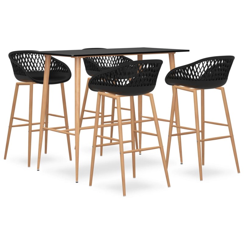 vidaXL Mesa alta y taburetes de bar 5 piezas negro vidaXL Mesa alta y taburetes de bar 5 piezas negro
