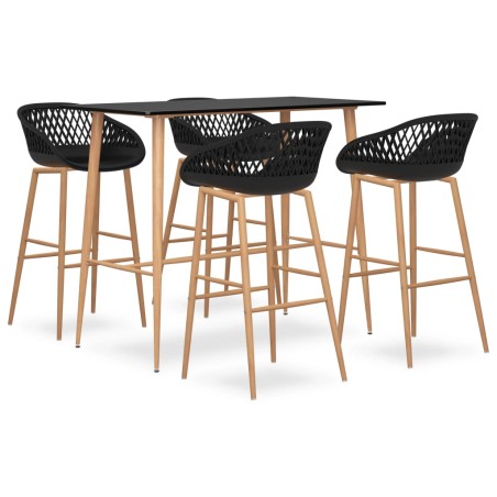 vidaXL Mesa alta y taburetes de bar 5 piezas negro