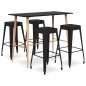 vidaXL Mesa alta y taburetes de bar 5 piezas negro vidaXL Mesa alta y taburetes de bar 5 piezas negro