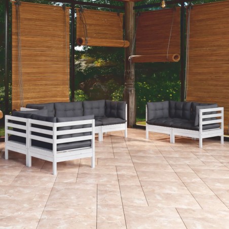 vidaXL Muebles de jardín 7 pzas con cojines madera maciza de pino