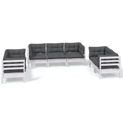 vidaXL Muebles de jardín 7 pzas con cojines madera maciza de pino