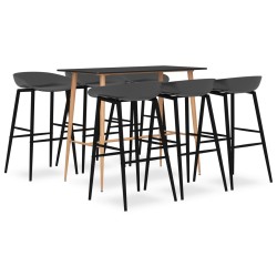 vidaXL Mesa alta y taburetes de bar 7 piezas negro y gris
