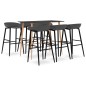 vidaXL Mesa alta y taburetes de bar 7 piezas negro y gris vidaXL Mesa alta y taburetes de bar 7 piezas negro y gris