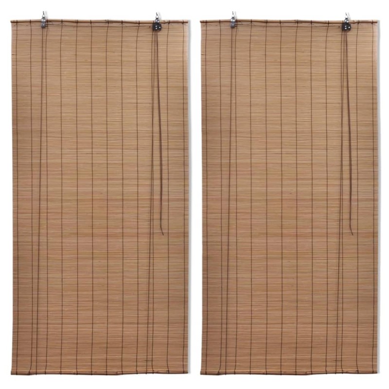 vidaXL Estor enrollable de bambú 2 unidades marrón 100x160 cm vidaXL Estor enrollable de bambú 2 unidades marrón 100x160 cm