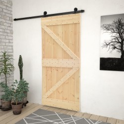 vidaXL Puerta corredera con herrajes madera maciza de pino 90x210 cm