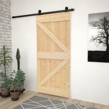 vidaXL Puerta corredera con herrajes madera maciza de pino 90x210 cm