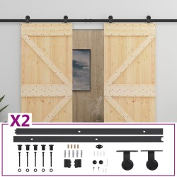 vidaXL Puerta corredera con herrajes madera maciza de pino 80x210 cm