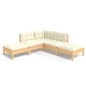 vidaXL Muebles de jardín 5 piezas cojines madera de pino crema vidaXL Muebles de jardín 5 piezas cojines madera de pino crema