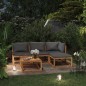 vidaXL Muebles de jardín 5 pzas cojines crema madera maciza de acacia