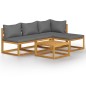 vidaXL Muebles de jardín 5 pzas cojines crema madera maciza de acacia