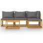 vidaXL Muebles de jardín 5 pzas cojines crema madera maciza de acacia