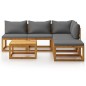 vidaXL Muebles de jardín 6 pzas cojines madera maciza de acacia 