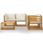 vidaXL Muebles de jardín 5 pzas cojines crema madera maciza de acacia vidaXL Muebles de jardín 5 pzas cojines crema madera maciza de acacia