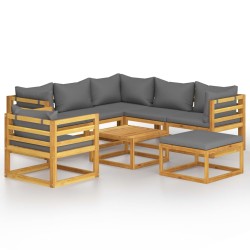 vidaXL Muebles de jardín 8 pzas cojines madera maciza de acacia 